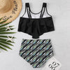 Women High Waist Bikini Plus Size Swimwear Summer Swimsuit Beach Bathing Suit Ruffle Bikini Floral Printed Ruffle High Waist Bikini Set Women's Tummy Control Bathing Suit Swimsuit Flounce Peplum by Stevvex