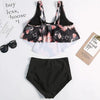 Women High Waist Bikini Plus Size Swimwear Summer Swimsuit Beach Bathing Suit Ruffle Bikini Floral Printed Ruffle High Waist Bikini Set Women's Tummy Control Bathing Suit Swimsuit Flounce Peplum by Stevvex