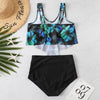 Women High Waist Bikini Plus Size Swimwear Summer Swimsuit Beach Bathing Suit Ruffle Bikini Floral Printed Ruffle High Waist Bikini Set Women's Tummy Control Bathing Suit Swimsuit Flounce Peplum by Stevvex