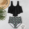 Women High Waist Bikini Plus Size Swimwear Summer Swimsuit Beach Bathing Suit Ruffle Bikini Floral Printed Ruffle High Waist Bikini Set Women's Tummy Control Bathing Suit Swimsuit Flounce Peplum by Stevvex