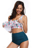 Women High Waist Bikini Plus Size Swimwear Summer Swimsuit Beach Bathing Suit Ruffle Bikini Floral Printed Ruffle High Waist Bikini Set Women's Tummy Control Bathing Suit Swimsuit Flounce Peplum by Stevvex
