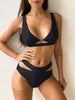 Women High Waist Bikini Swimsuit Swimwear Female Women Metal Ring Cross Bandage Bikini Set Swimsuit Two Piece Cutout Tie Back Bathing Suit Thong Bikini Set Bathing Suit Bather by Stevvex