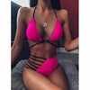 Women High Waist Bikini Swimsuit Swimwear Female Women Metal Ring Cross Bandage Bikini Set Swimsuit Two Piece Cutout Tie Back Bathing Suit Thong Bikini Set Bathing Suit Bather by Stevvex