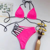 Women High Waist Bikini Swimsuit Swimwear Female Women Metal Ring Cross Bandage Bikini Set Swimsuit Two Piece Cutout Tie Back Bathing Suit Thong Bikini Set Bathing Suit Bather by Stevvex