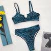 Women High Waist Bikini Swimsuit Swimwear Female Women Metal Ring Cross Bandage Bikini Set Swimsuit Two Piece Cutout Tie Back Bathing Suit Thong Bikini Set Bathing Suit Bather by Stevvex