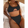 Women High Waist Bikini Swimsuit Swimwear Female Women Metal Ring Cross Bandage Bikini Set Swimsuit Two Piece Cutout Tie Back Bathing Suit Thong Bikini Set Bathing Suit Bather by Stevvex