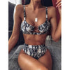 Women High Waist Bikini Swimsuit Swimwear Female Women Metal Ring Cross Bandage Bikini Set Swimsuit Two Piece Cutout Tie Back Bathing Suit Thong Bikini Set Bathing Suit Bather by Stevvex