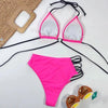 Women High Waist Bikini Swimsuit Swimwear Female Women Metal Ring Cross Bandage Bikini Set Swimsuit Two Piece Cutout Tie Back Bathing Suit Thong Bikini Set Bathing Suit Bather by Stevvex