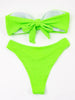 Women High Waist Bikini Swimsuit Swimwear Female Women Metal Ring Cross Bandage Bikini Set Swimsuit Two Piece Cutout Tie Back Bathing Suit Thong Bikini Set Bathing Suit Bather by Stevvex