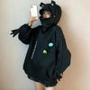 Women Hoodie Frog Pullover Winter Sense Hooded Casual Sweatshirts Autumn Embroidery Loose Hoodies Pullover Casual Creativity Sweatshirt Loose Solid Long Sleeve Tops With Pocket by Stevvex
