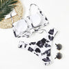 Women Lace Up Black Print Bikini Set Beach Swimsuit Women's Halter Self Bikini Set Padded Top Two Piece Swimsuit Summer Padded Bra Swim Panties Bandage Vintage Bathing Suit by Stevvex