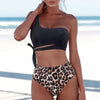 Women Leopard Print Swimsuit Women's Bikini One Shoulder Top High Waist Bottom Two Piece Swimsuits Women Push Up Bikini Set One Shoulder Beachwear Summer Leopard Bathing Suit High Waist Swimwear For Women by Stevvex