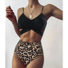 Women Leopard Print Swimsuit Women's Bikini One Shoulder Top High Waist Bottom Two Piece Swimsuits Women Push Up Bikini Set One Shoulder Beachwear Summer Leopard Bathing Suit High Waist Swimwear For Women by Stevvex
