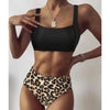 Women Leopard Print Swimsuit Women's Bikini One Shoulder Top High Waist Bottom Two Piece Swimsuits Women Push Up Bikini Set One Shoulder Beachwear Summer Leopard Bathing Suit High Waist Swimwear For Women by Stevvex