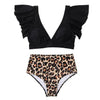 Women Leopard Print Swimsuit Women's Bikini One Shoulder Top High Waist Bottom Two Piece Swimsuits Women Push Up Bikini Set One Shoulder Beachwear Summer Leopard Bathing Suit High Waist Swimwear For Women by Stevvex
