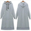 Women Loose Long Hoodie Casual Solid Color Hooded Sweatshirts Student's Autumn Winter Baggy Pullover Oversized Sweatshirt Dress by Stevvex