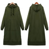 Women Loose Long Hoodie Casual Solid Color Hooded Sweatshirts Student's Autumn Winter Baggy Pullover Oversized Sweatshirt Dress by Stevvex