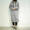 Women Loose Long Hoodie Casual Solid Color Hooded Sweatshirts Student's Autumn Winter Baggy Pullover Oversized Sweatshirt Dress by Stevvex