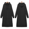 Women Loose Long Hoodie Casual Solid Color Hooded Sweatshirts Student's Autumn Winter Baggy Pullover Oversized Sweatshirt Dress by Stevvex