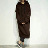 Women Loose Long Hoodie Casual Solid Color Hooded Sweatshirts Student's Autumn Winter Baggy Pullover Oversized Sweatshirt Dress by Stevvex