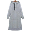 Women Loose Long Hoodie Casual Solid Color Hooded Sweatshirts Student's Autumn Winter Baggy Pullover Oversized Sweatshirt Dress by Stevvex
