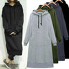 Women Loose Long Hoodie Casual Solid Color Hooded Sweatshirts Student's Autumn Winter Baggy Pullover Oversized Sweatshirt Dress by Stevvex