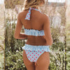 Women Low Waist Bikini Ruffle Swimwear Women Print Swimsuit Women's Bikini Swimsuits Ruffle Floral Two Piece Bathing Suits Printed Halter Neck Swimwear Beachwear Push Up Bikinis Two-piece Bathing Suits Beach Wear by Stevvex