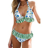 Women Low Waist Bikini Ruffle Swimwear Women Print Swimsuit Women's Bikini Swimsuits Ruffle Floral Two Piece Bathing Suits Printed Halter Neck Swimwear Beachwear Push Up Bikinis Two-piece Bathing Suits Beach Wear by Stevvex