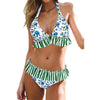 Women Low Waist Bikini Ruffle Swimwear Women Print Swimsuit Women's Bikini Swimsuits Ruffle Floral Two Piece Bathing Suits Printed Halter Neck Swimwear Beachwear Push Up Bikinis Two-piece Bathing Suits Beach Wear by Stevvex