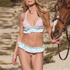 Women Low Waist Bikini Ruffle Swimwear Women Print Swimsuit Women's Bikini Swimsuits Ruffle Floral Two Piece Bathing Suits Printed Halter Neck Swimwear Beachwear Push Up Bikinis Two-piece Bathing Suits Beach Wear by Stevvex