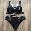 Women Luxury Black White Swimwear Women's Swimming Suit Push Up Bikini Lace Up Bikinis Women Swimsuit Women's Bathing Suits Push Up Halter Bandage Bikini Letter Printing Mini Summer Bikini Set by Stevvex