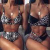 Women Luxury Leopard High Waist Bikini Swimsuit Women's Push Up Bra Tie Side Cutout Bikini Set High Cut Padded Solid Bating Suit Swimwear Female Bikini Set Bathing Suit by Stevvex