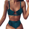 Women Luxury Leopard High Waist Bikini Swimsuit Women's Push Up Bra Tie Side Cutout Bikini Set High Cut Padded Solid Bating Suit Swimwear Female Bikini Set Bathing Suit by Stevvex
