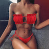 Women Luxury Leopard High Waist Bikini Swimsuit Women's Push Up Bra Tie Side Cutout Bikini Set High Cut Padded Solid Bating Suit Swimwear Female Bikini Set Bathing Suit by Stevvex