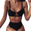 Women Luxury Leopard High Waist Bikini Swimsuit Women's Push Up Bra Tie Side Cutout Bikini Set High Cut Padded Solid Bating Suit Swimwear Female Bikini Set Bathing Suit by Stevvex