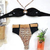 Women Luxury Leopard High Waist Bikini Swimsuit Women's Push Up Bra Tie Side Cutout Bikini Set High Cut Padded Solid Bating Suit Swimwear Female Bikini Set Bathing Suit by Stevvex
