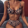 Women Luxury Leopard High Waist Bikini Swimsuit Women's Push Up Bra Tie Side Cutout Bikini Set High Cut Padded Solid Bating Suit Swimwear Female Bikini Set Bathing Suit by Stevvex
