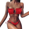 Women Luxury Leopard High Waist Bikini Swimsuit Women's Push Up Bra Tie Side Cutout Bikini Set High Cut Padded Solid Bating Suit Swimwear Female Bikini Set Bathing Suit by Stevvex