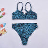 Women Luxury Leopard High Waist Bikini Swimsuit Women's Push Up Bra Tie Side Cutout Bikini Set High Cut Padded Solid Bating Suit Swimwear Female Bikini Set Bathing Suit by Stevvex