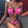 Women Luxury Leopard High Waist Bikini Swimsuit Women's Push Up Bra Tie Side Cutout Bikini Set High Cut Padded Solid Bating Suit Swimwear Female Bikini Set Bathing Suit by Stevvex