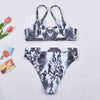 Women Luxury Leopard High Waist Bikini Swimsuit Women's Push Up Bra Tie Side Cutout Bikini Set High Cut Padded Solid Bating Suit Swimwear Female Bikini Set Bathing Suit by Stevvex
