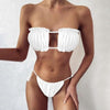 Women Luxury Leopard High Waist Bikini Swimsuit Women's Push Up Bra Tie Side Cutout Bikini Set High Cut Padded Solid Bating Suit Swimwear Female Bikini Set Bathing Suit by Stevvex