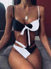 Women Luxury Leopard High Waist Bikini Swimsuit Women's Push Up Bra Tie Side Cutout Bikini Set High Cut Padded Solid Bating Suit Swimwear Female Bikini Set Bathing Suit by Stevvex