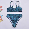 Women Luxury Leopard High Waist Bikini Swimsuit Women's Push Up Bra Tie Side Cutout Bikini Set High Cut Padded Solid Bating Suit Swimwear Female Bikini Set Bathing Suit by Stevvex