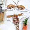 Women Luxury Leopard High Waist Bikini Swimsuit Women's Push Up Bra Tie Side Cutout Bikini Set High Cut Padded Solid Bating Suit Swimwear Female Bikini Set Bathing Suit by Stevvex