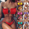 Women Luxury Leopard High Waist Bikini Swimsuit Women's Push Up Bra Tie Side Cutout Bikini Set High Cut Padded Solid Bating Suit Swimwear Female Bikini Set Bathing Suit by Stevvex