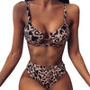 Women Luxury Leopard High Waist Bikini Swimsuit Women's Push Up Bra Tie Side Cutout Bikini Set High Cut Padded Solid Bating Suit Swimwear Female Bikini Set Bathing Suit by Stevvex