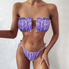 Women Luxury Leopard High Waist Bikini Swimsuit Women's Push Up Bra Tie Side Cutout Bikini Set High Cut Padded Solid Bating Suit Swimwear Female Bikini Set Bathing Suit by Stevvex