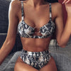 Women Luxury Leopard High Waist Bikini Swimsuit Women's Push Up Bra Tie Side Cutout Bikini Set High Cut Padded Solid Bating Suit Swimwear Female Bikini Set Bathing Suit by Stevvex