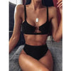 Women New High Waist Bikini Swimsuit Modern Swimwear Female Thong Brazilian Bikini Set Bathing Suit Bather Women's Twist Front High Waisted Bikini Swimsuit Halter Drawstring Tie Side Bottom Two Piece Bathing Suit by Stevvex